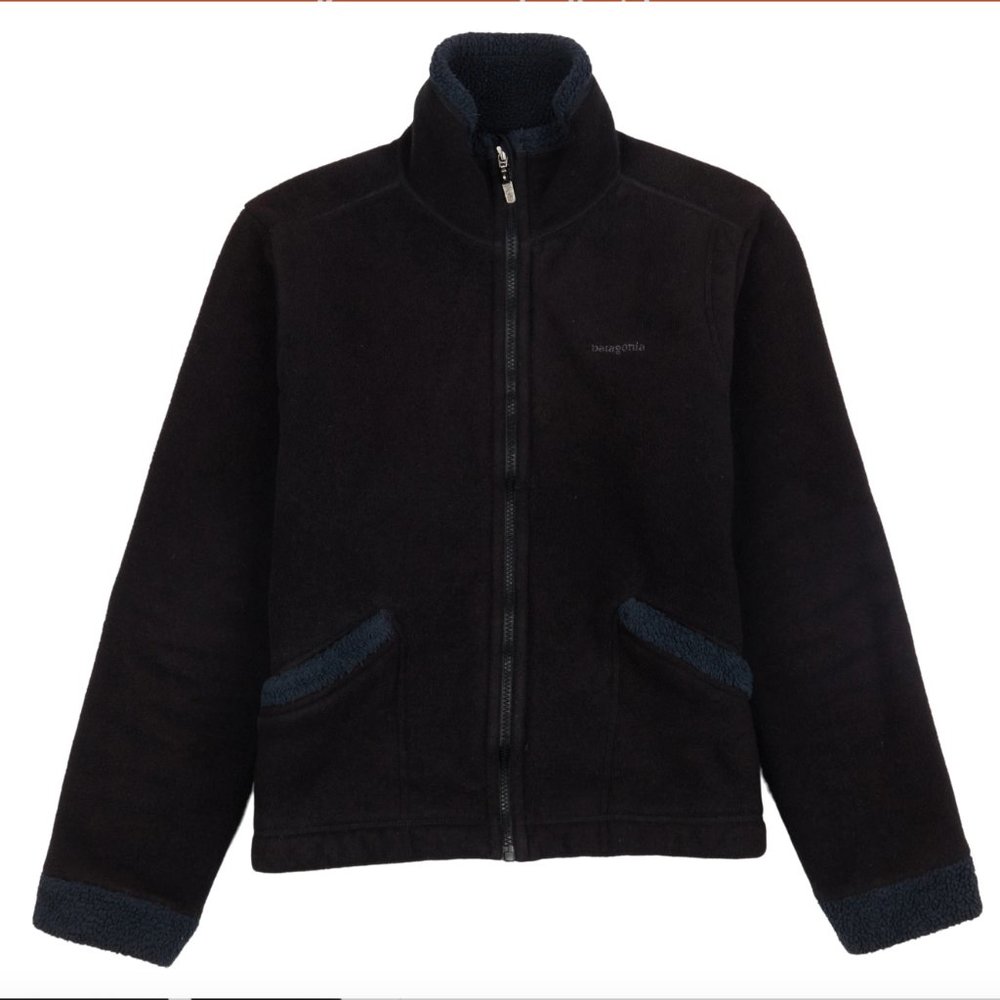 Rare Patagonia Synchilla Windzone Jacket w/ Velour Like Fleece Women Small Black - Picture 8 of 12